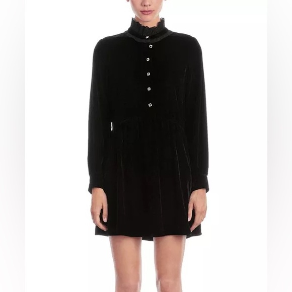 The Kooples Dresses & Skirts - The Kooples Short Black Velvet Dress with Bijou Buttons.